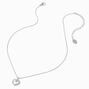 Silver-tone Half Crystal Heart Pendant Necklace ,