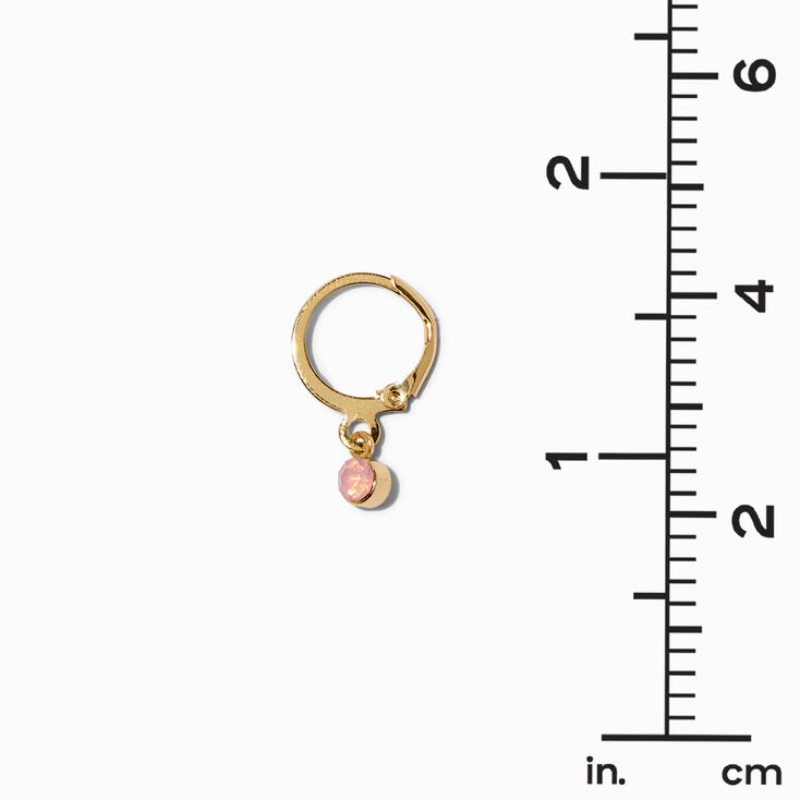 Gold-tone Pink Stone Earring Stackables Set - 3 Pack ,