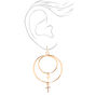 Gold Cross Double Hoop Earrings,