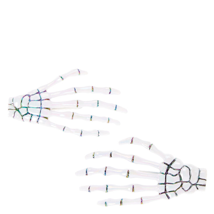 Iridescent Skeleton Hand Hair Clips - 2 Pack,