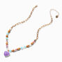 Purple Heart Wood Beaded Pendant Necklace ,