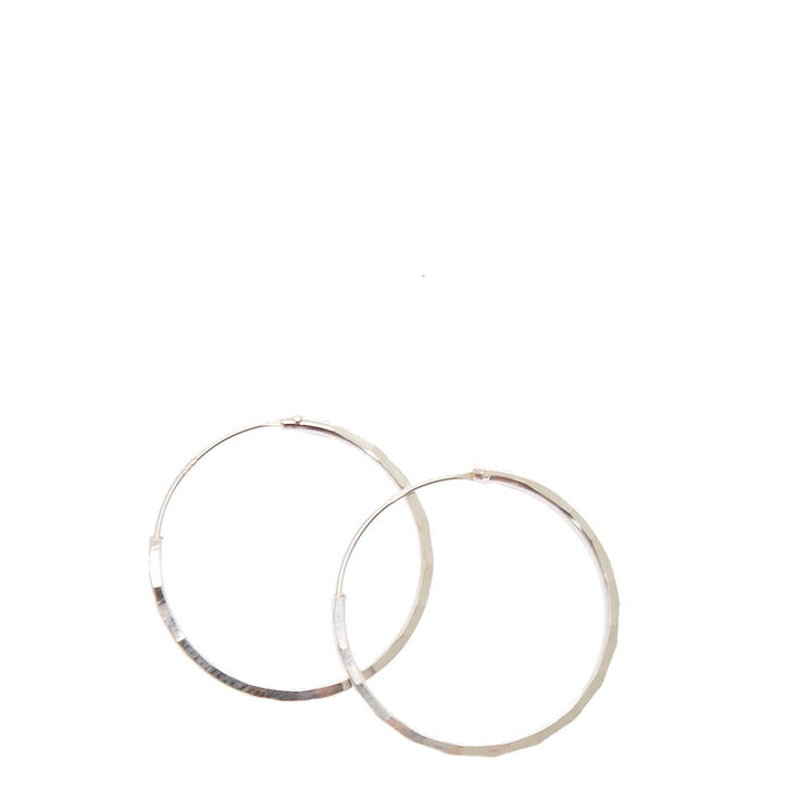 Sterling Silver 18MM Textured Hoop Earrings,