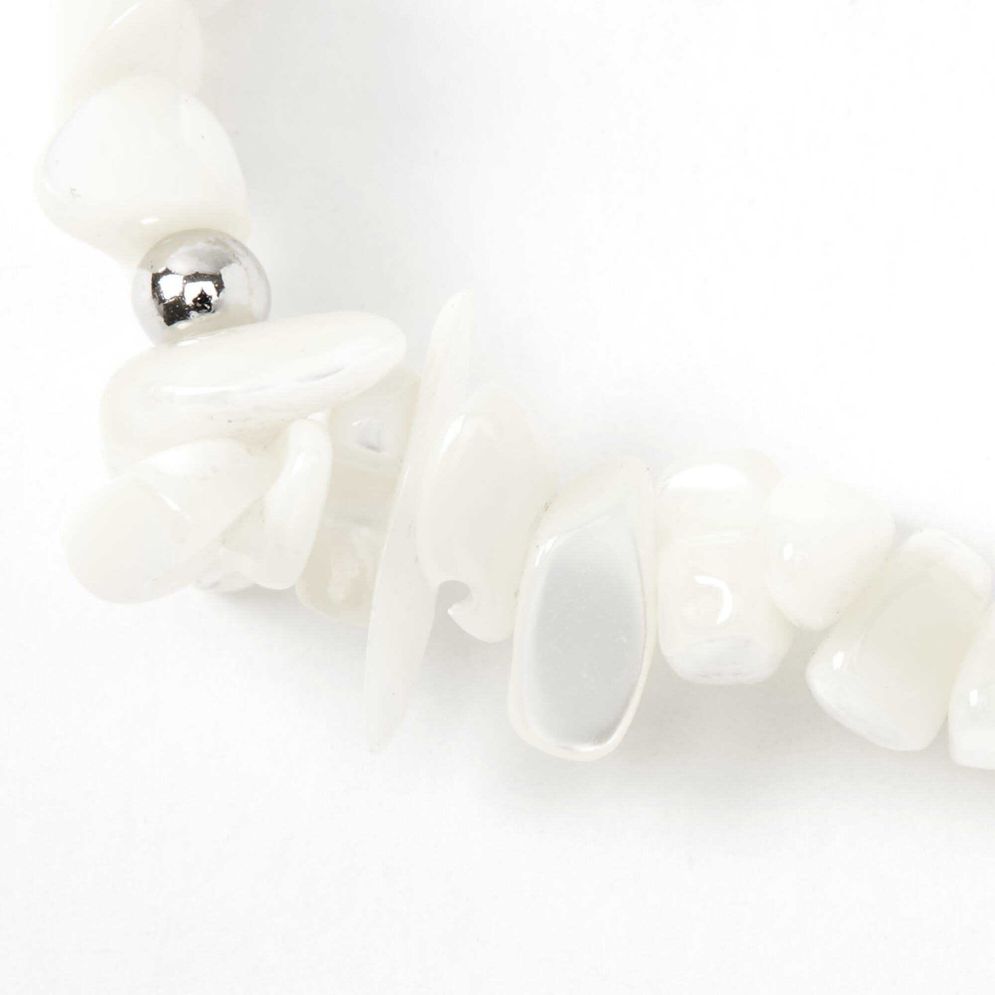 Beaded Puka Shell Stretch Bracelet - White,
