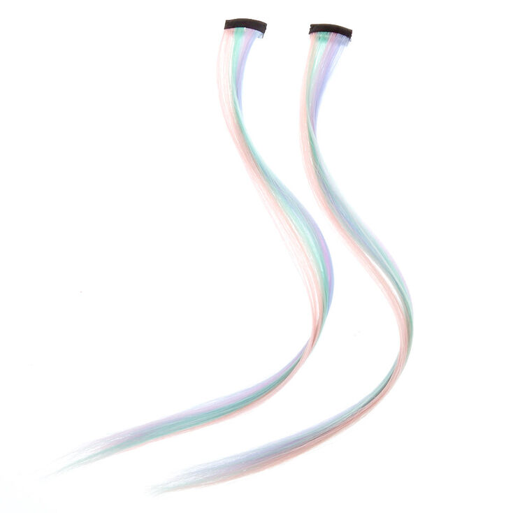 Claire's Extensions de cheveux synthétiques licorne arc-en-ciel à clip - Lot de 2