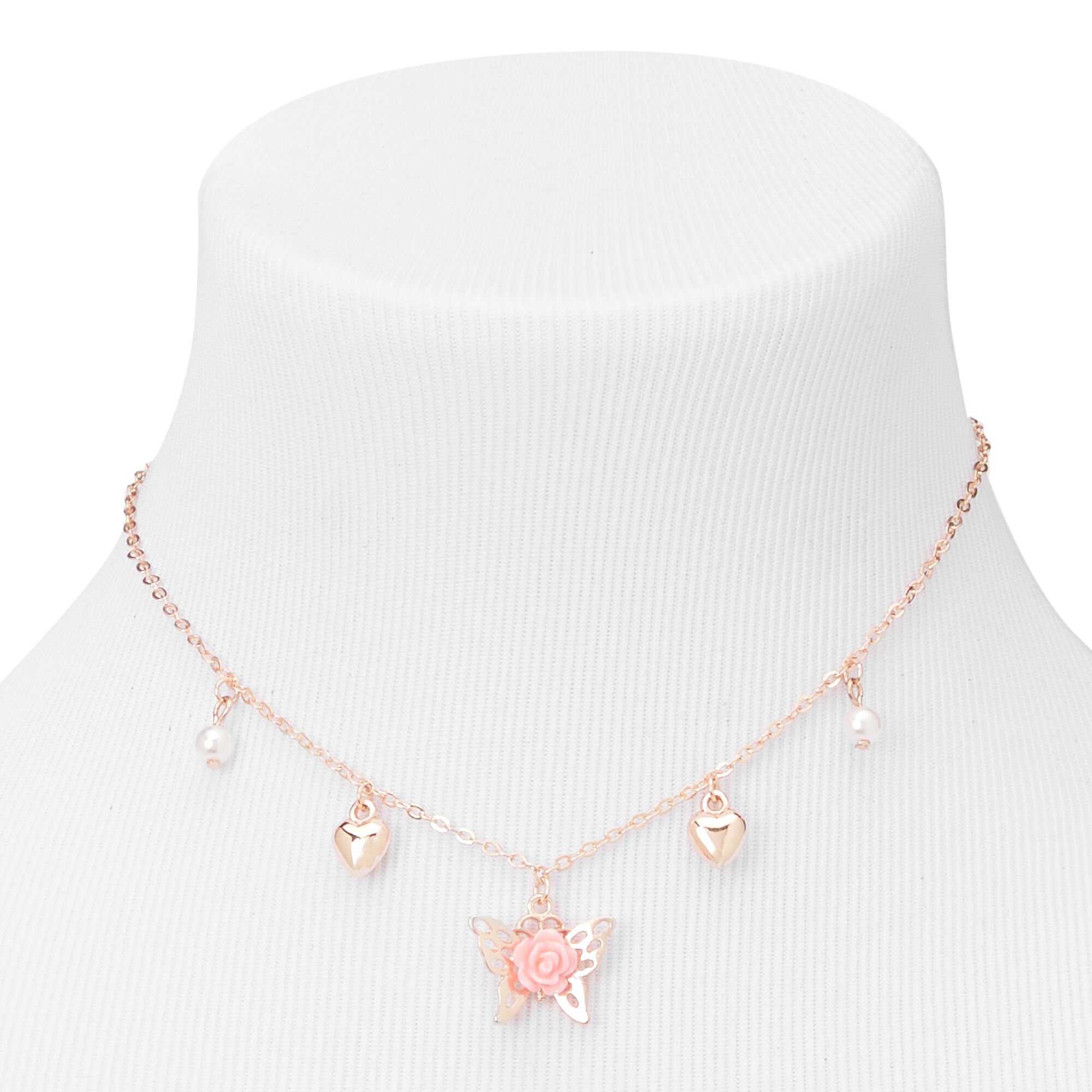 Claire's Club Rose Gold Butterfly Heart Jewelry Set - 3 Pack,