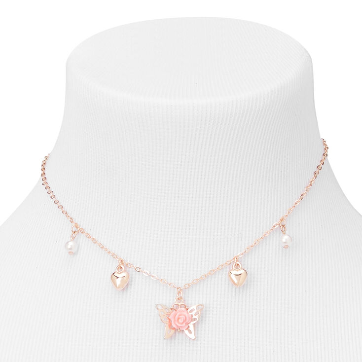 18KT ROSE GOLD DIAMOND BUTTERFLY NECKLACE. - Provident Jewelry