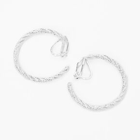 Silver 30MM Twisted Hoop Clip On Earrings,
