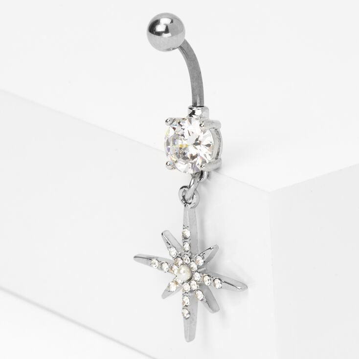 Silver14G Celestial Star Belly Ring,