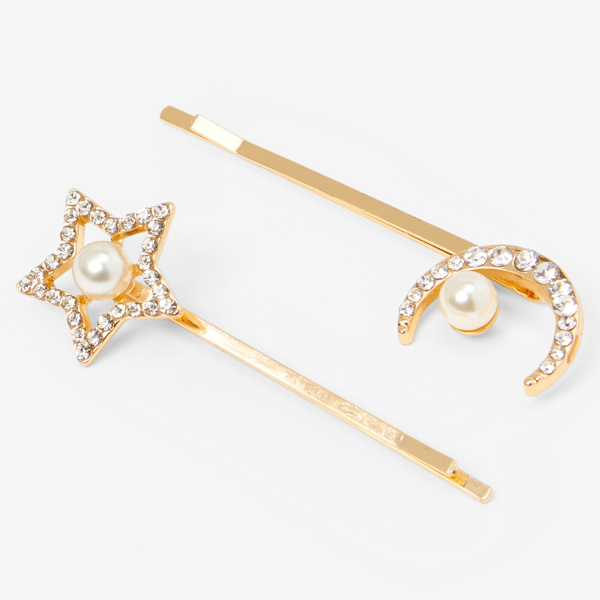 Celestial Crystal Hair Pins - Gold, 2 Pack,