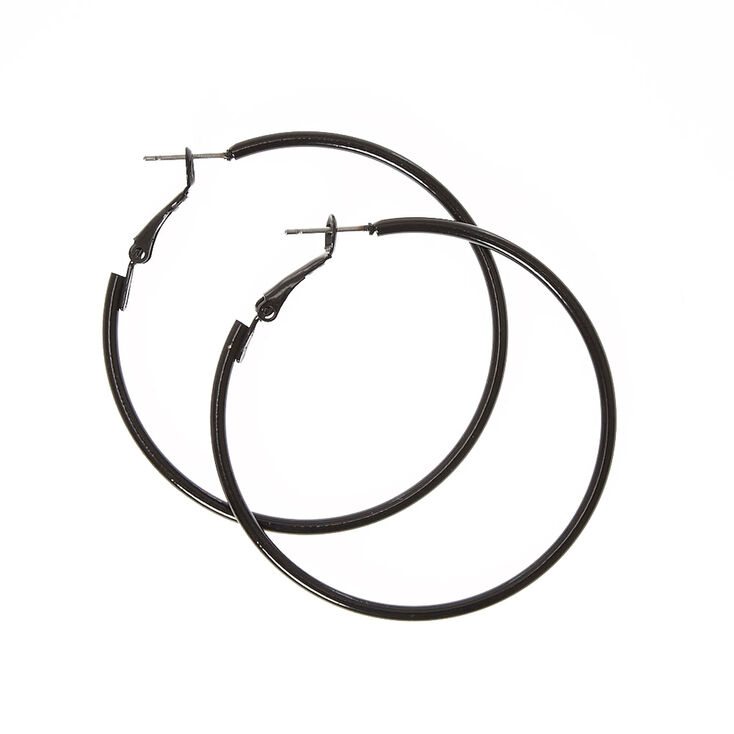 Black 50mm Hoop Earrings,