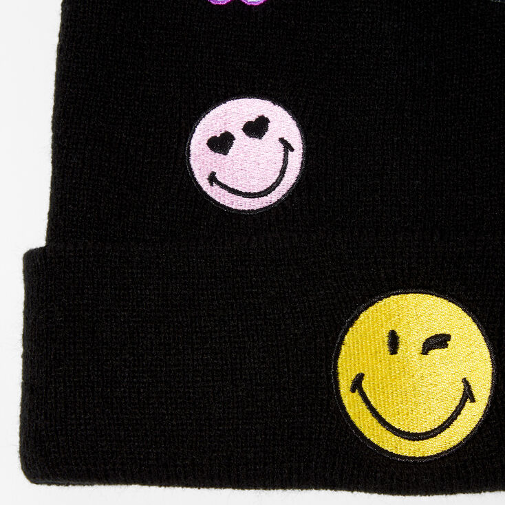 Smiley World&reg; Black Beanie,