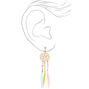 Gold-tone 2.5&quot; Pastel Unicorn Dreamcatcher Clip On Drop Earrings,