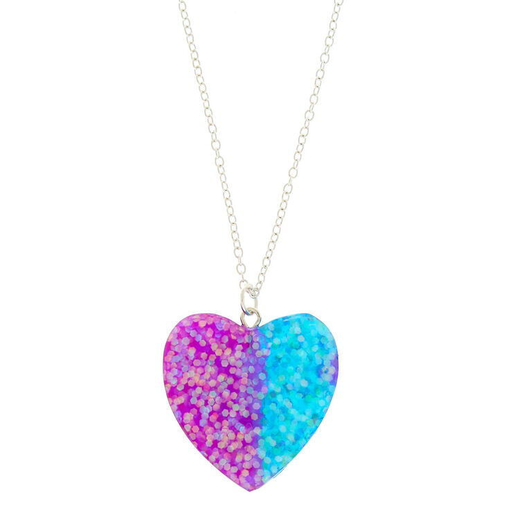 Collier &agrave; pendentif c&oelig;ur holographique,