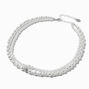 Silver-tone Pearl &amp; Crystal Balls Multi-Strand Necklace,