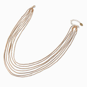 Collier &agrave; sept cha&icirc;nes couleur dor&eacute;e,