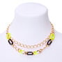 Gold Chain Statement Necklace - Neon Yellow,