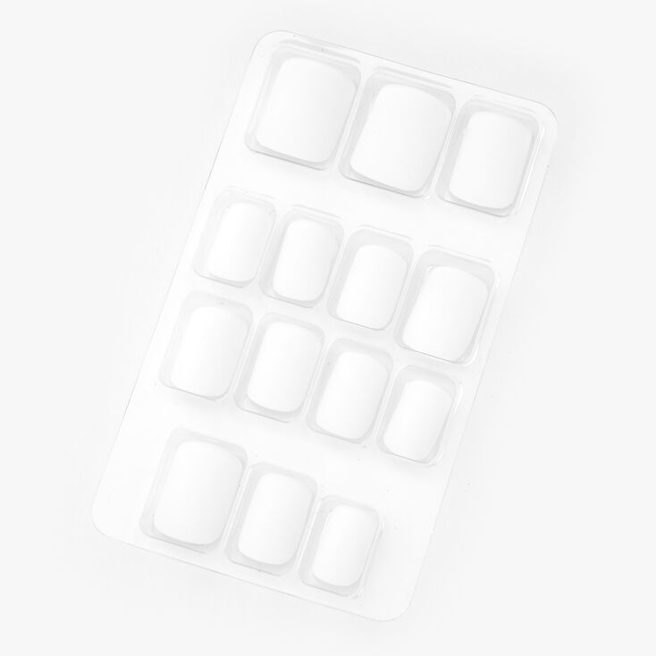 Matte Pre-Glued Square Faux Nail Set - White, 24 Pack,