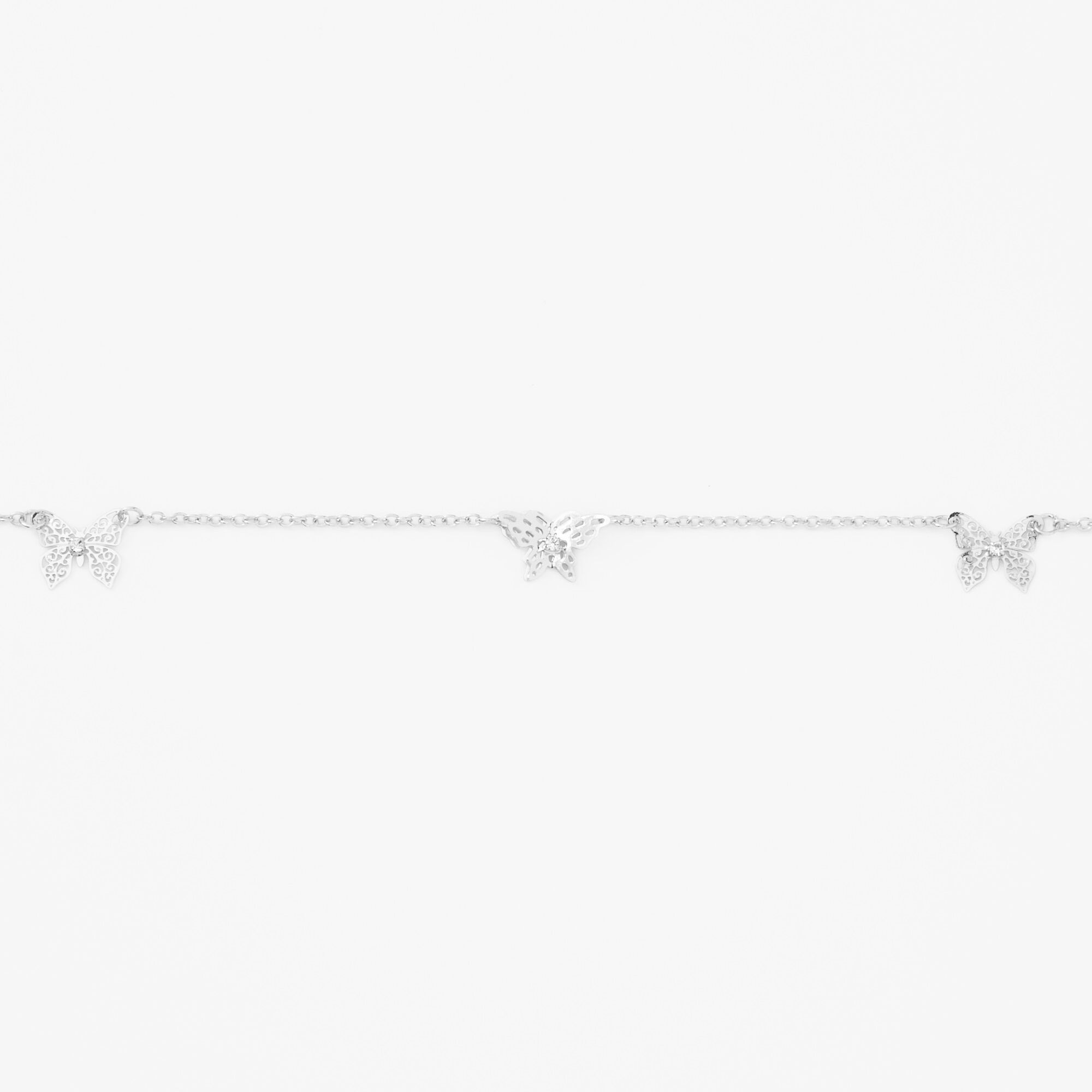 Silver Filigree Butterfly Choker Necklace,