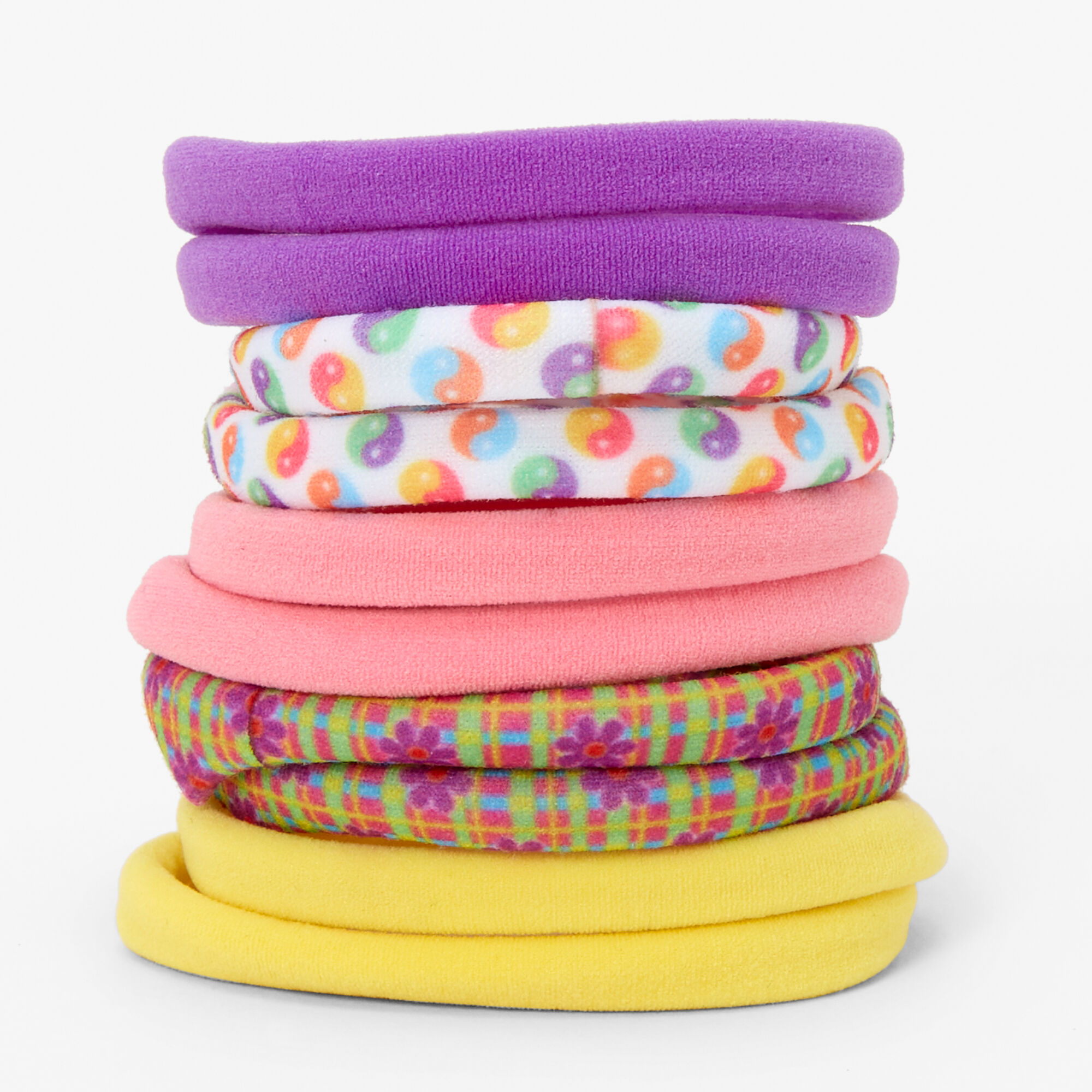 View Claires Bright Groovy Rolled Hair Ties 10 Pack information