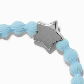 Silver-tone Star Light Blue Woven Beaded Stretch Bracelet,