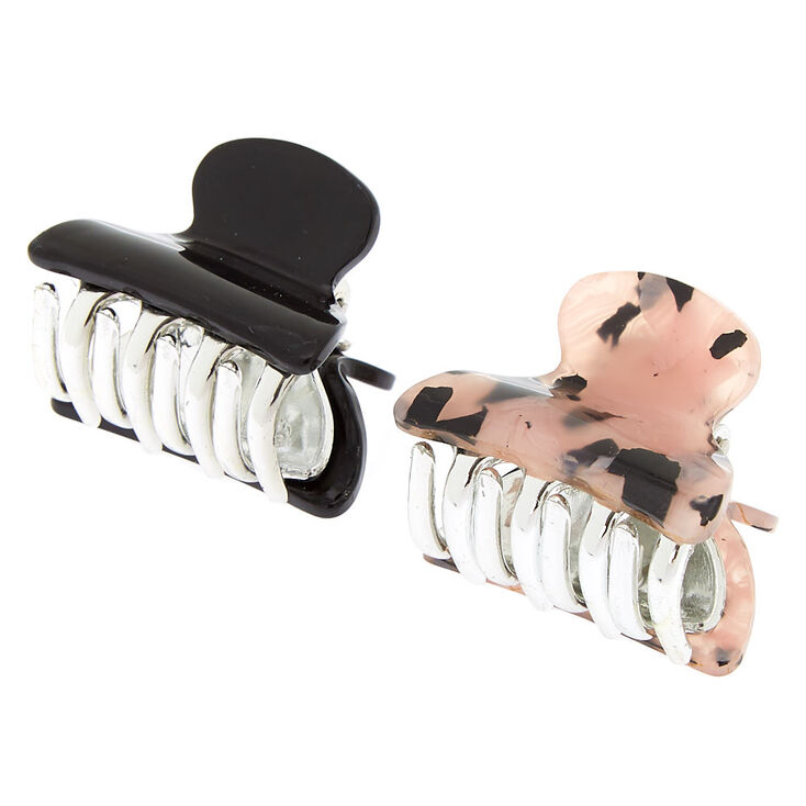 Claire's Lot de 2 petites pinces à cheveux noires et à motif écaille de tortue