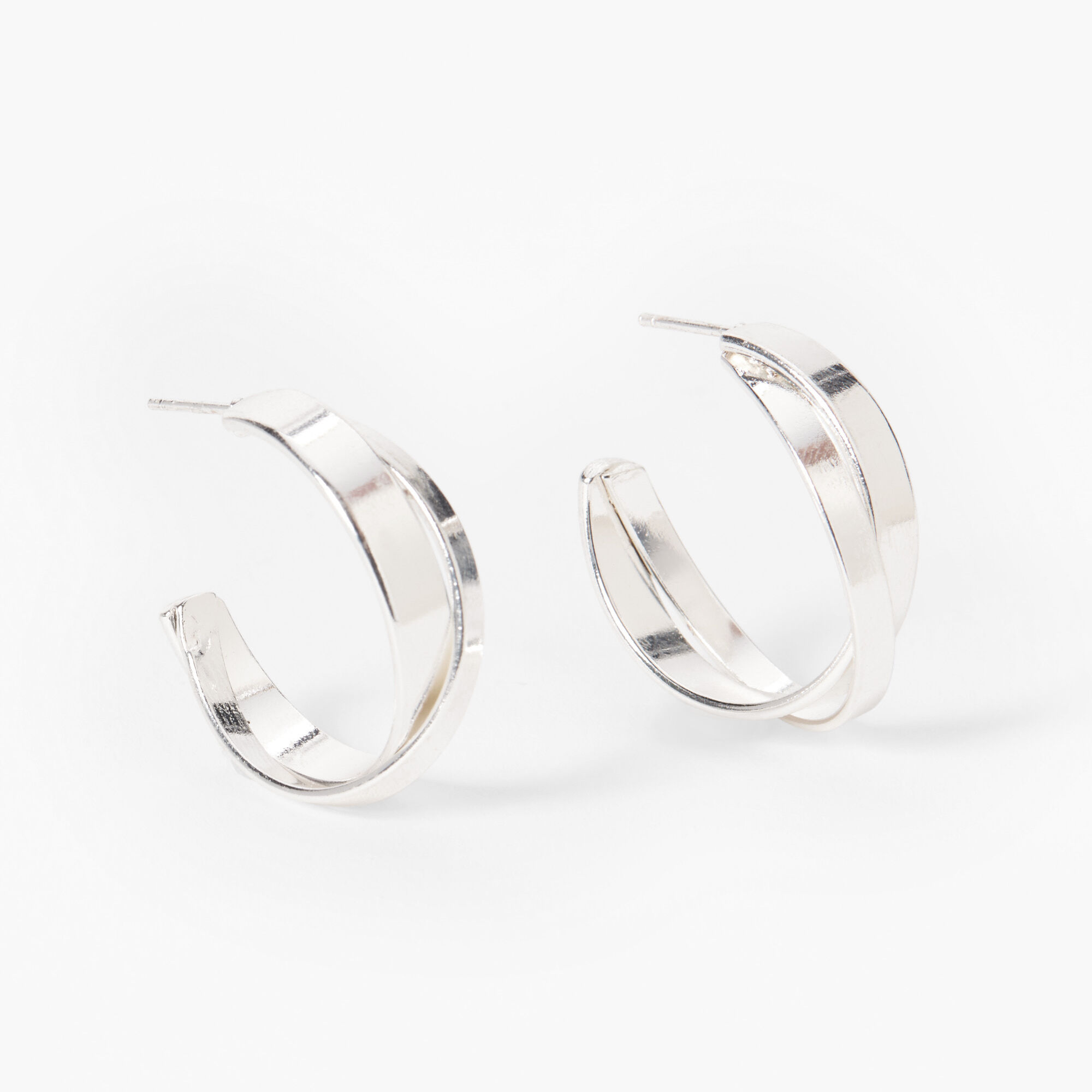 Silver 30MM Mini Shiny Hoop Earrings,