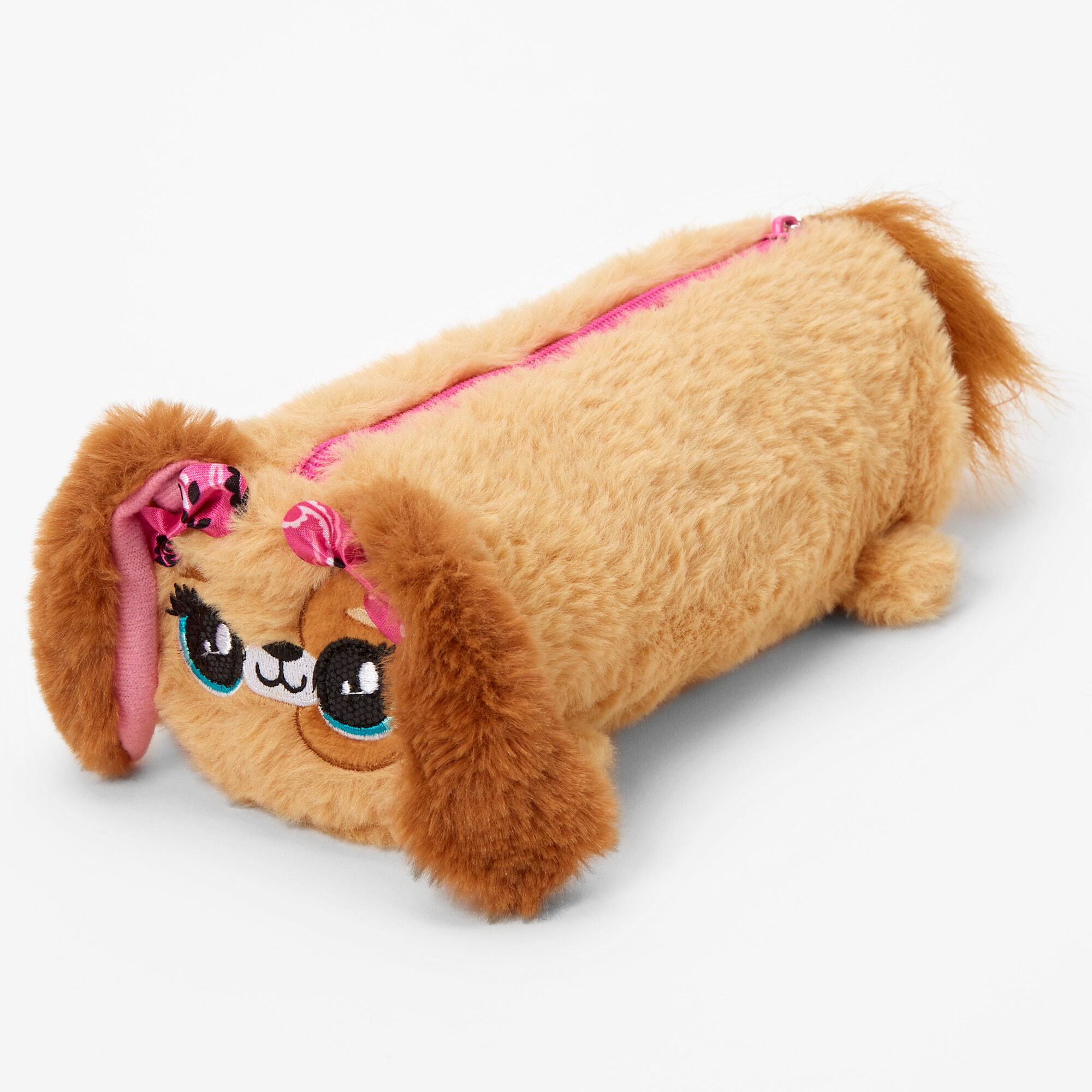 Furry Puppy Pencil Case Brown