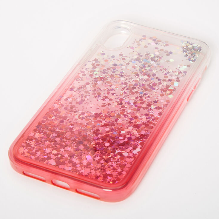 Claire's Coque de portable remplie de liquide avec étoiles à paillettes rouges - Compatible avec iPhone XR