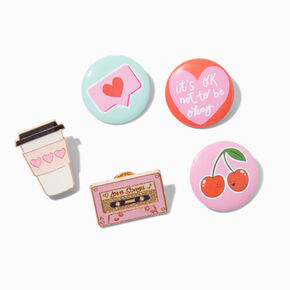 Cherry &amp; Love Round Button &amp; Pin Set - 5 Pack,