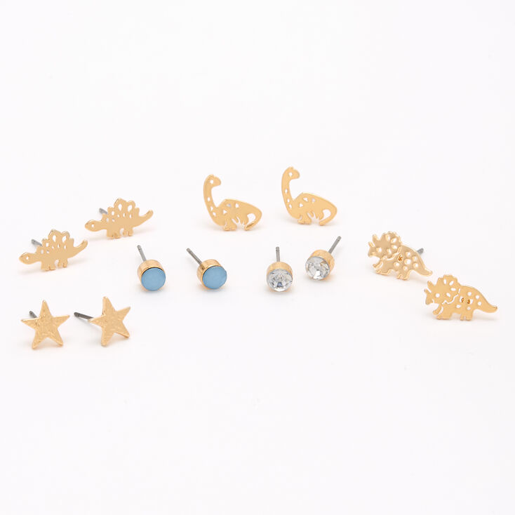 dinosaur earrings gold