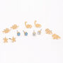 Gold Mixed Dinosaur Stud Earrings - 6 Pack,