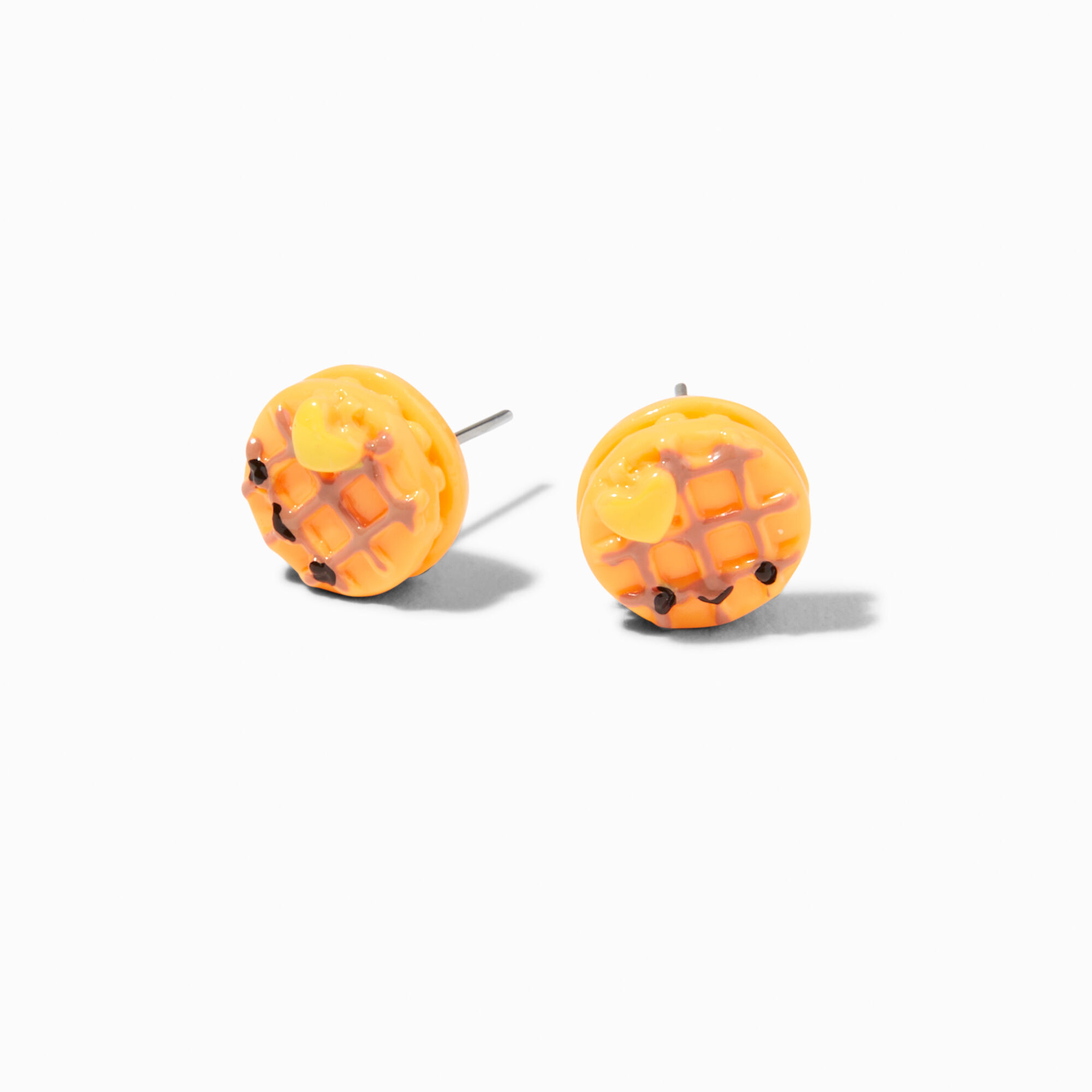 View Claires Happy Face Waffle Stud Earrings Silver information