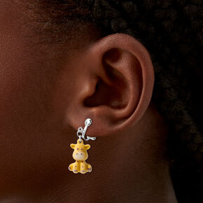 Fuzzy Giraffe Clip-On Drop Earrings,