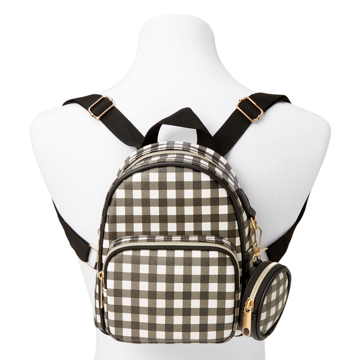 Gingham Mini Backpack - Black &amp; White,