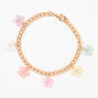 Gold Pastel Spring Flowers Charm Bracelet,