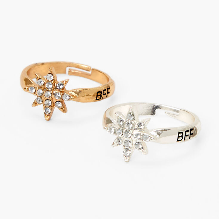 Mixed Metals Best Friends Star Rings - 2 Pack,