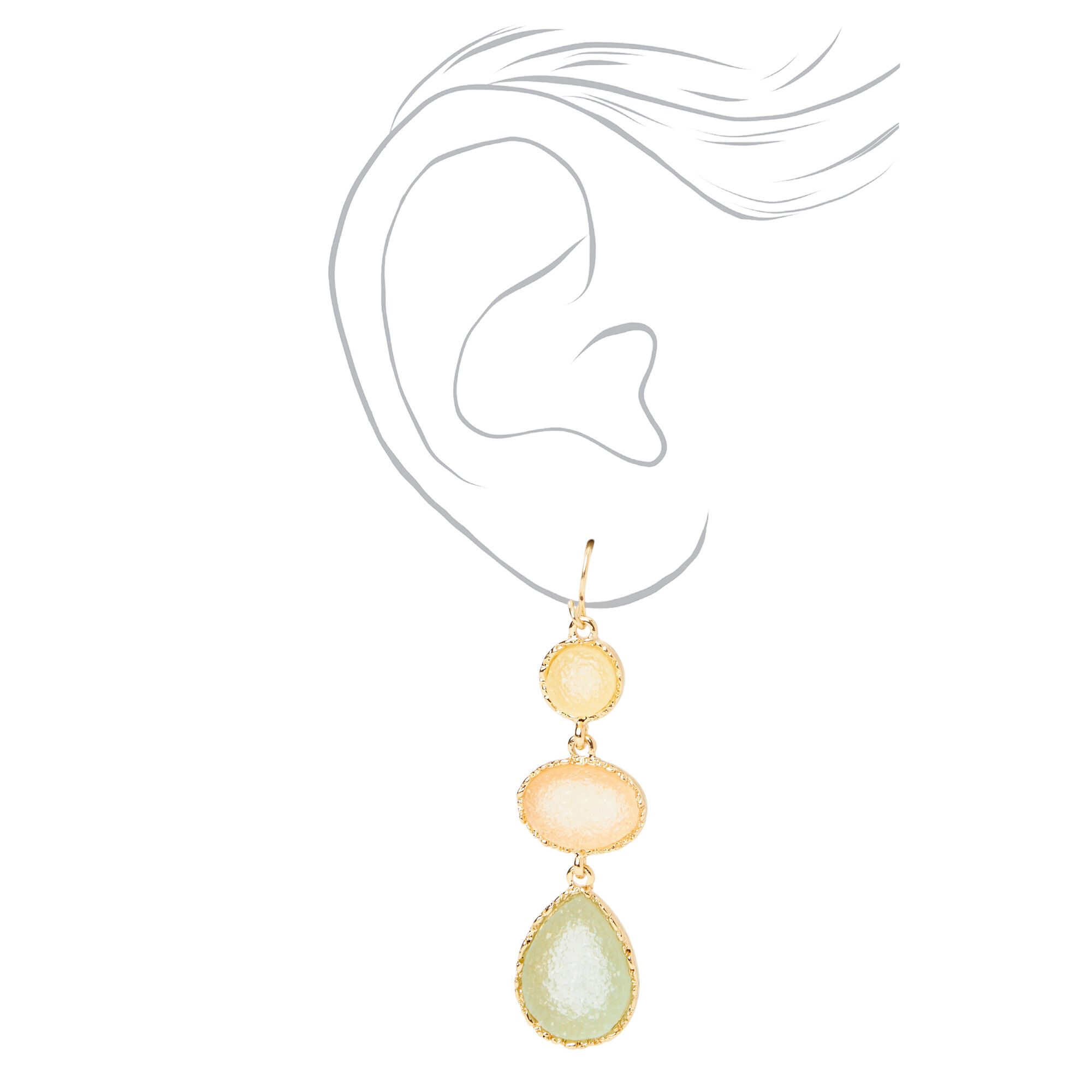 Gold Druzy Stone 2" Linear Drop Earrings,