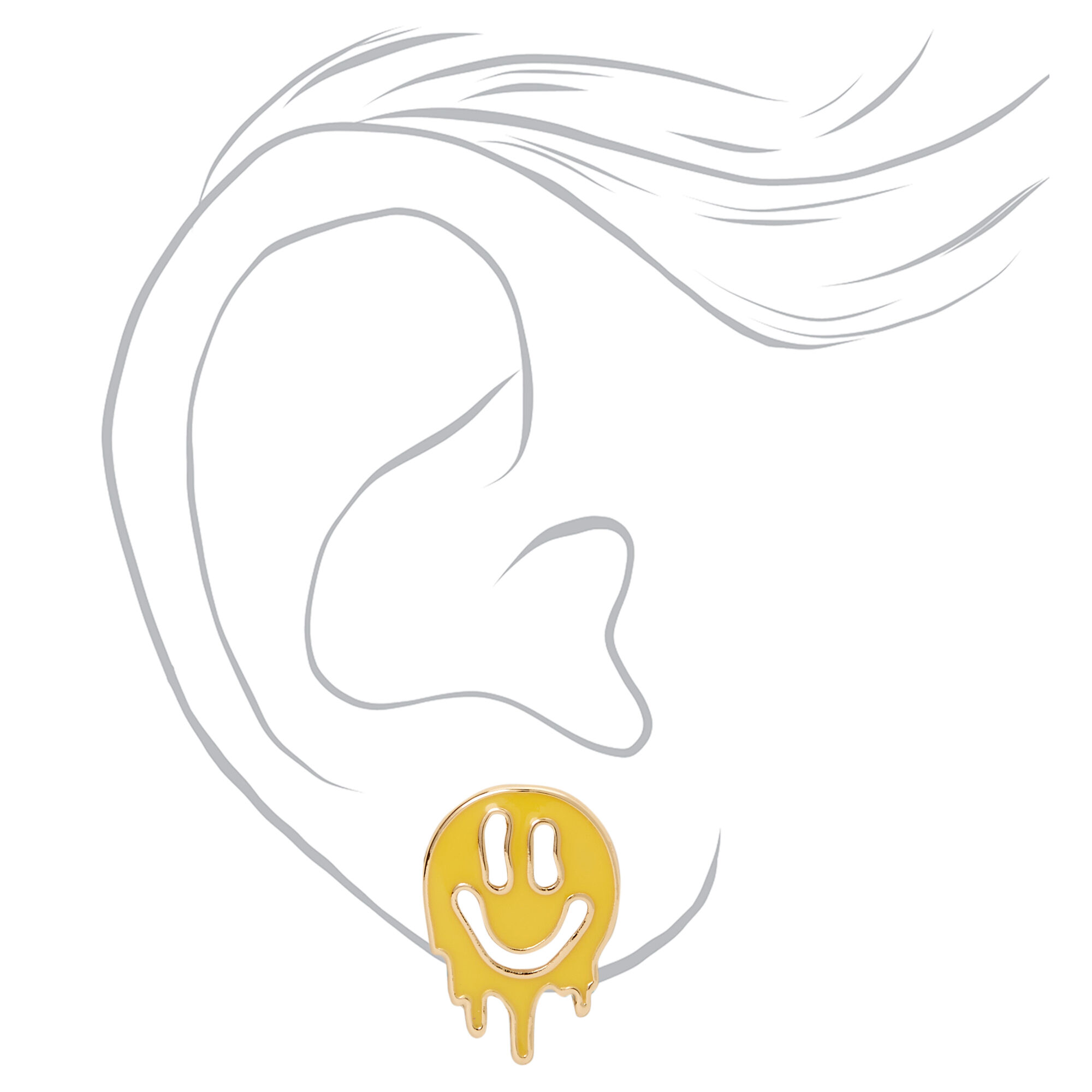 Melting Happy Face Stud Earrings