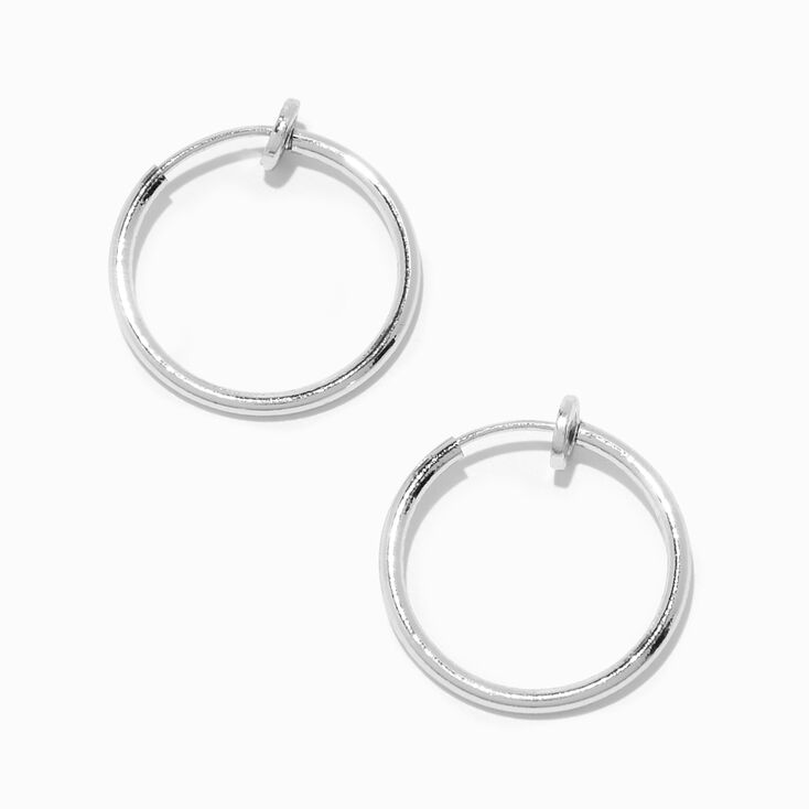 Silver 20MM Clip On Hoop Earrings,