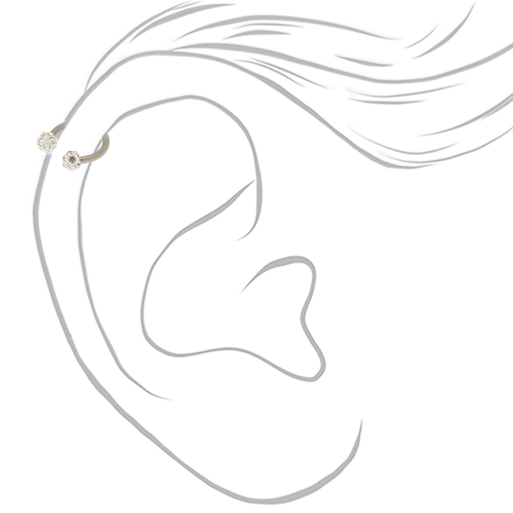 Silver-tone Titanium 16G Fireball Cartilage Earring,