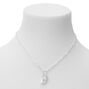 Silver Double Lock Pendant Chain Necklace,