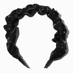 Black Satin Ruffled Headband,