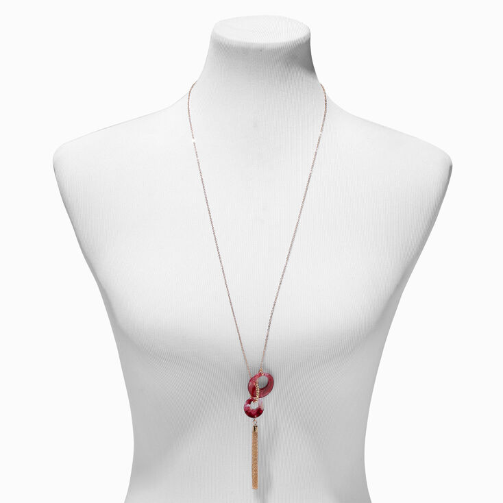Gold-tone Tassel Red Hoops Long Necklace,