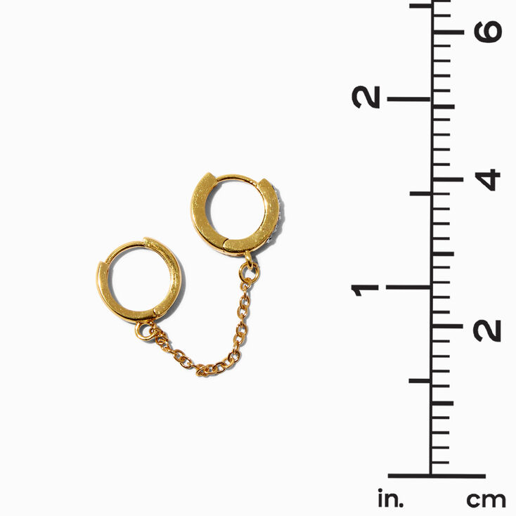 18K Gold Plated One 8MM Crystal Hoop Connector Earring | Claire's