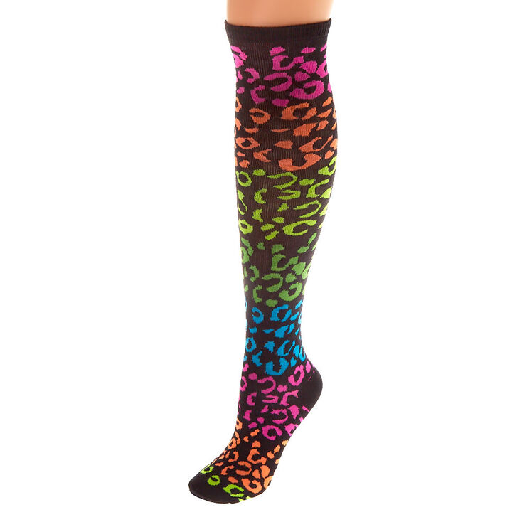 Neon Cheetah Knee High Socks,