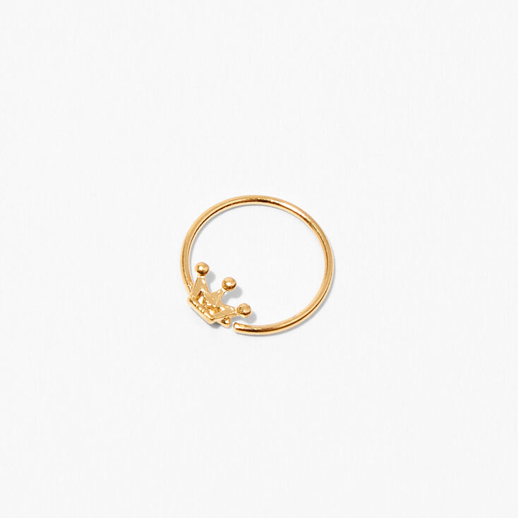 Sterling Silver 22G Gold Crown Open Hoop Nose Ring,