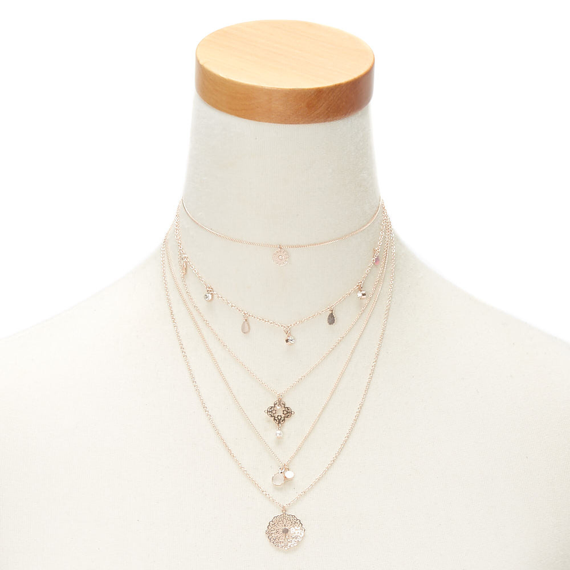 Rose gold multi cheap strand necklace