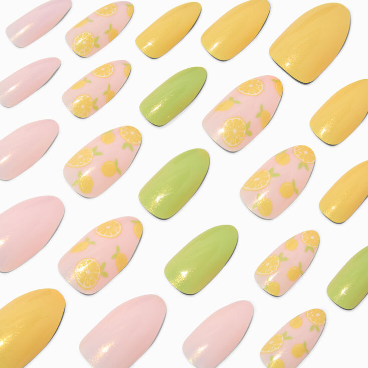 Lemon Stiletto Vegan Faux Nail Set - 24 Pack,