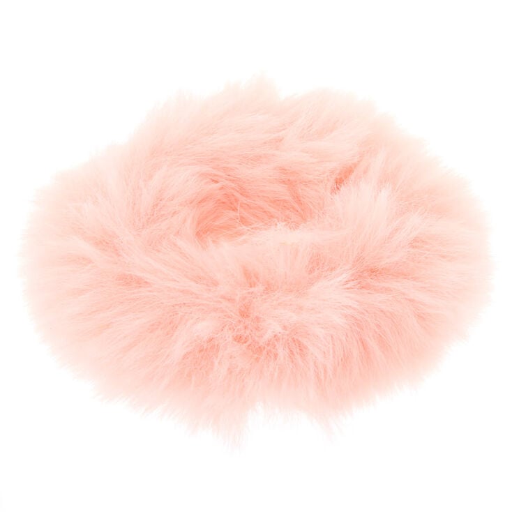 Chouchou en fausse fourrure rose tendre,