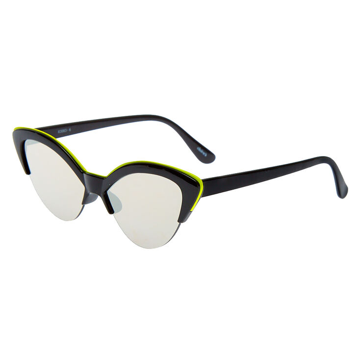 Neon Browline Cat Eye Sunglasses - Black,